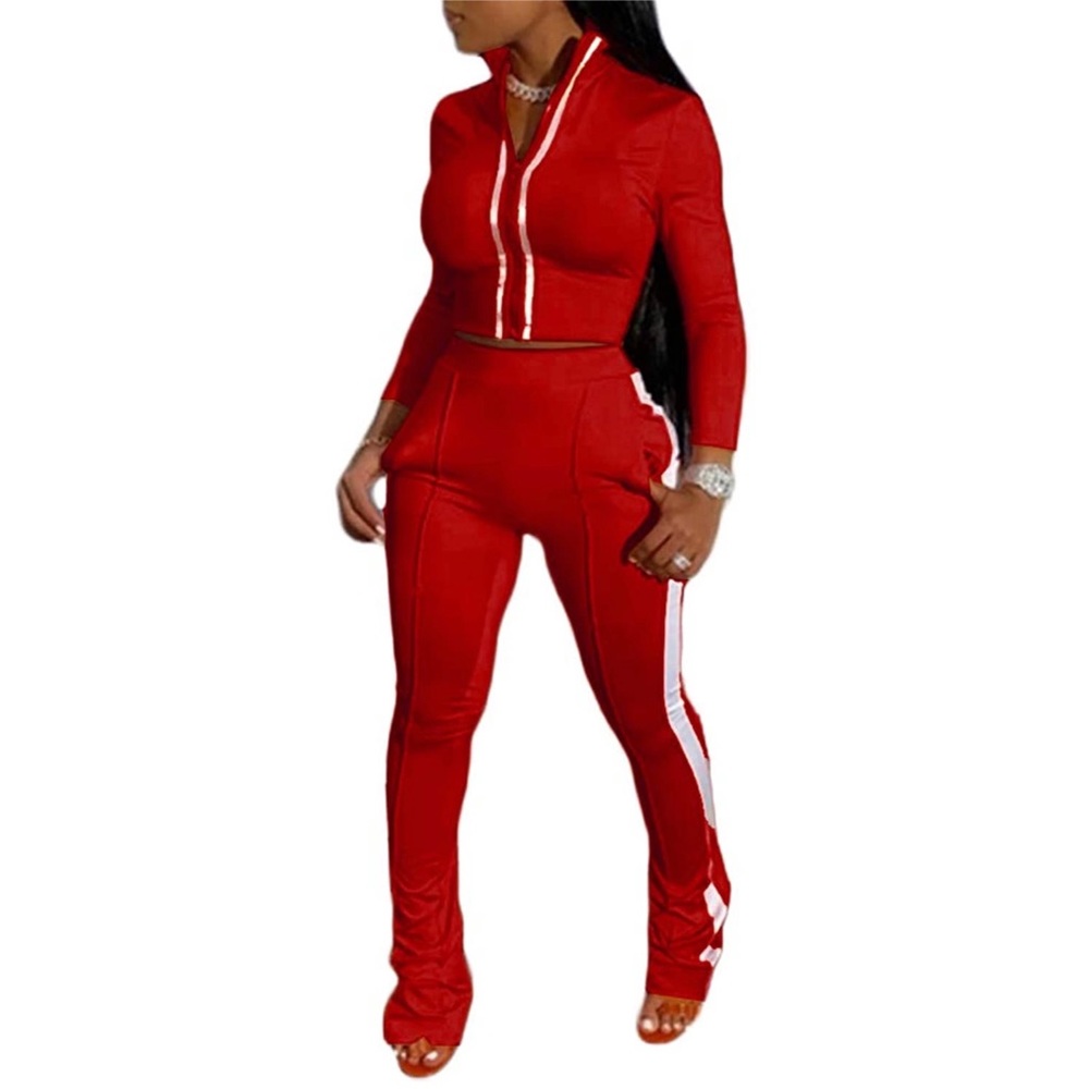 Red Stacked pants set